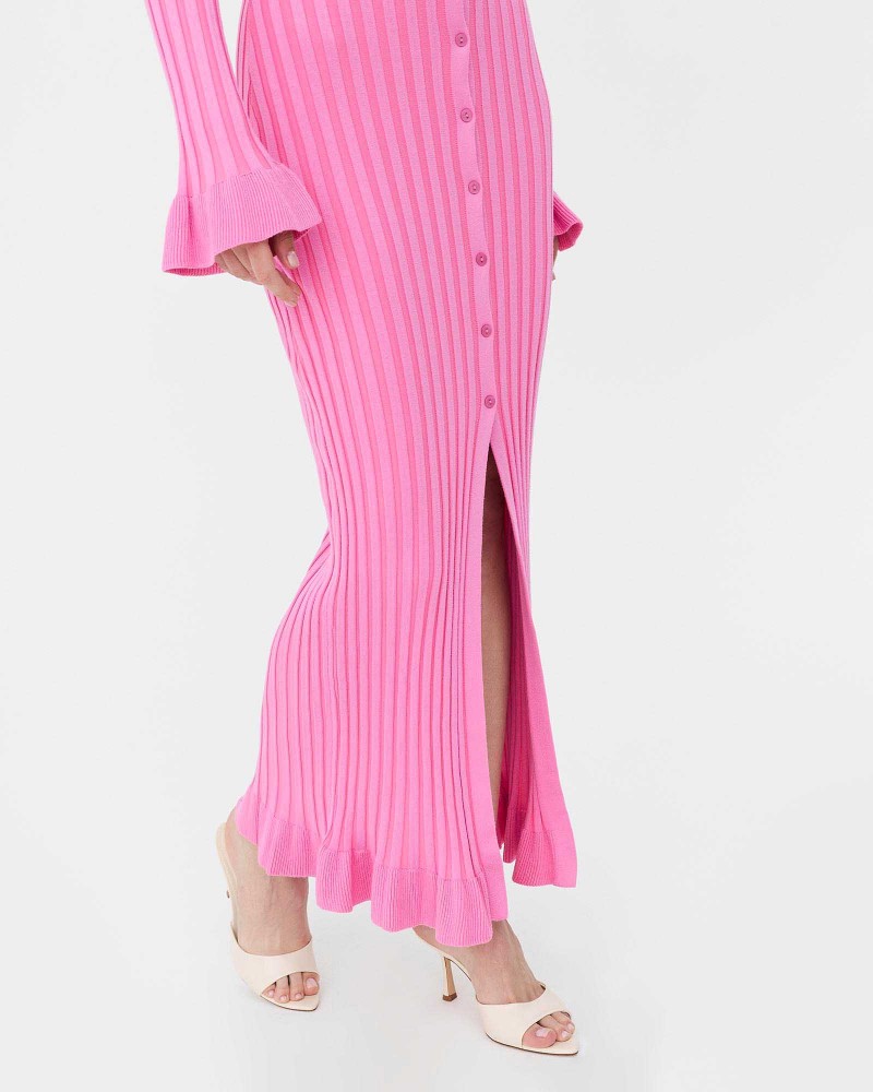 Сукня трикотажна з рюшами та коміром від FASHIONISTA рожевий