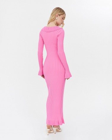 Сукня трикотажна з рюшами та коміром від FASHIONISTA рожевий