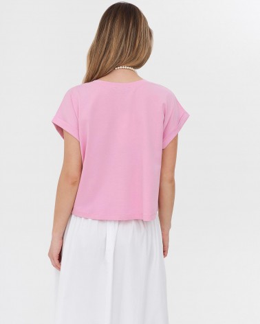 Футболка вкорочена з манжетами від FASHIONISTA рожевий