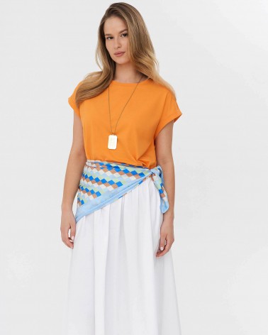 Футболка вкорочена з манжетами від FASHIONISTA оранжевий