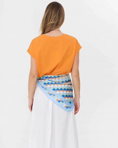 Футболка вкорочена з манжетами від FASHIONISTA оранжевий