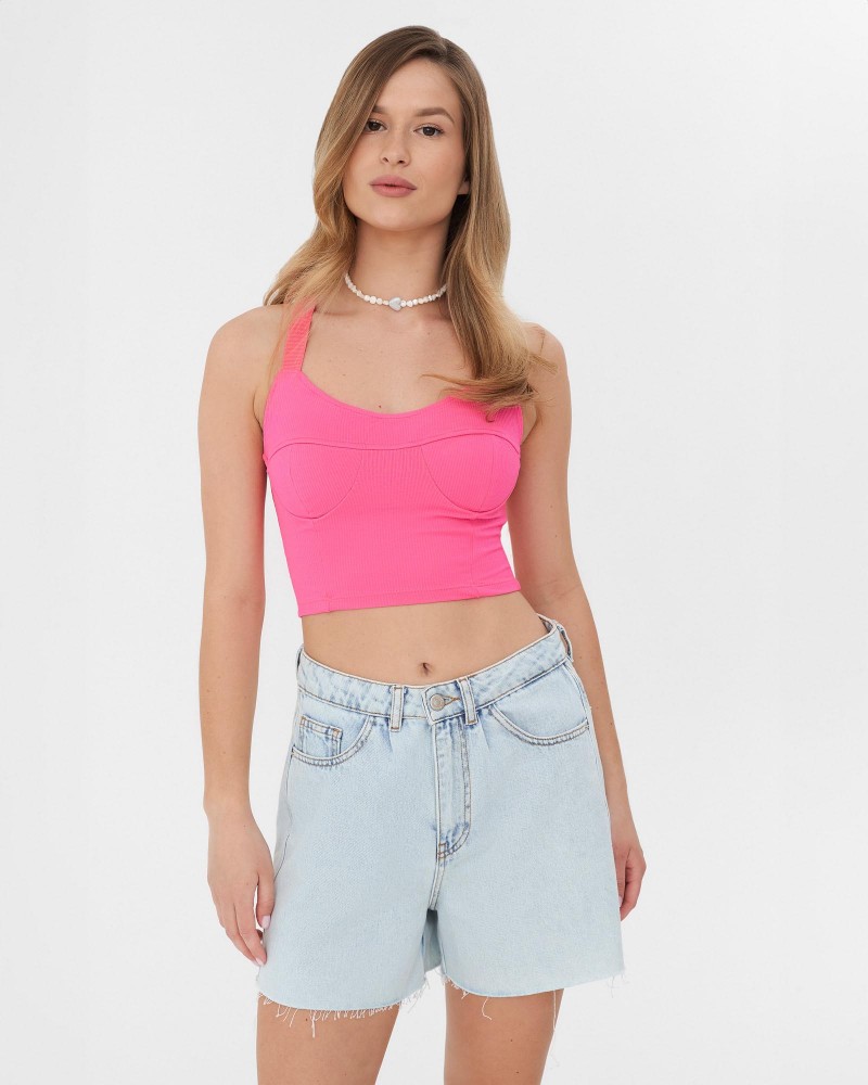 Топ з імітацією бюстьє від FASHIONISTA фуксія