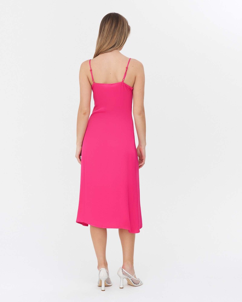 Сукня-комбінація з декоративними ґудзиками та розрізом від FASHIONISTA фуксія