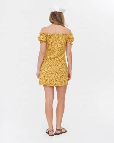 Сукня з квітковим принтом та зав'язкою спереду від FASHIONISTA жовтий