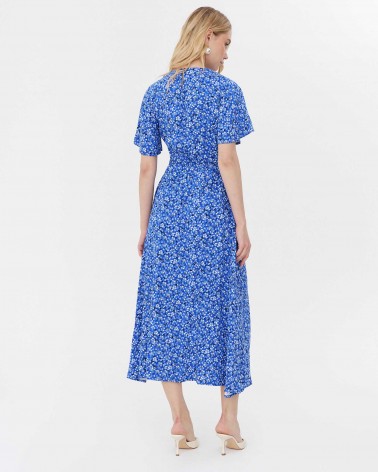 Сукня з квітковим принтом та розрізом від FASHIONISTA синій