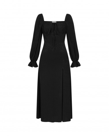 Сукня з однотонною вишивкою та розрізом від FASHIONISTA чорний