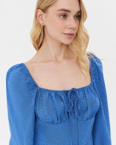 Сукня з однотонною вишивкою та розрізом від FASHIONISTA синій