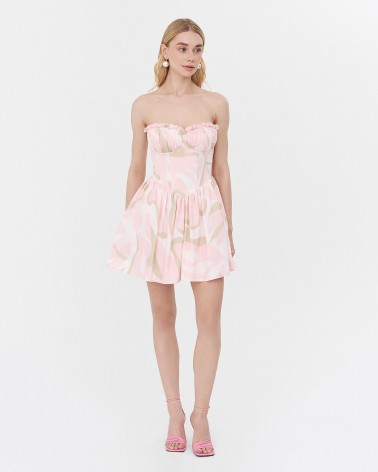 Сукня з абстрактним принтом та імітацією корсета від FASHIONISTA світло-рожевий