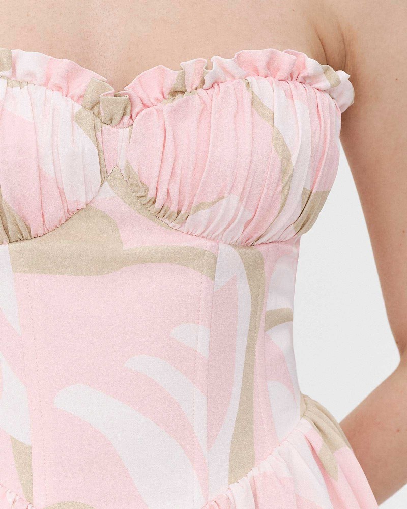 Сукня з абстрактним принтом та імітацією корсета від FASHIONISTA світло-рожевий