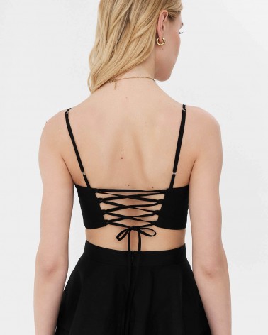 Топ бавовняний з тонкими бретелями від FASHIONISTA чорний