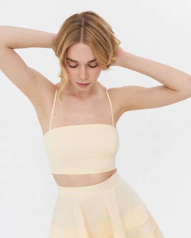 Топ бавовняний з тонкими бретелями від FASHIONISTA кремовий