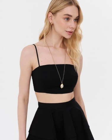 Топ бавовняний з тонкими бретелями від FASHIONISTA чорний