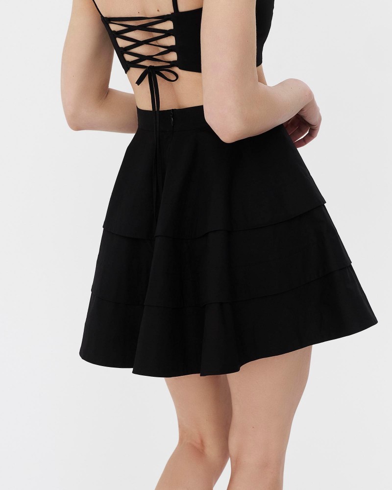 Спідниця-міні бавовняна з рюшами від FASHIONISTA чорний