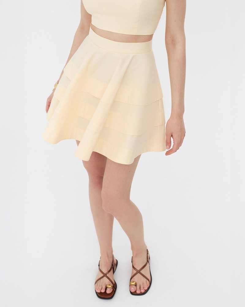 Спідниця-міні бавовняна з рюшами від FASHIONISTA кремовий