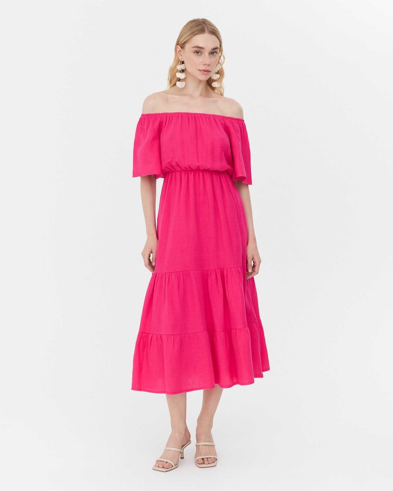 Сукня муслінова з рюшами від FASHIONISTA фуксія