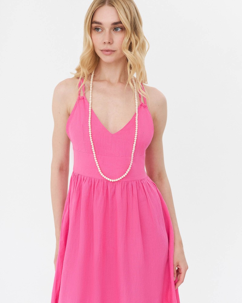 Сарафан лляний з рюшем від FASHIONISTA рожевий