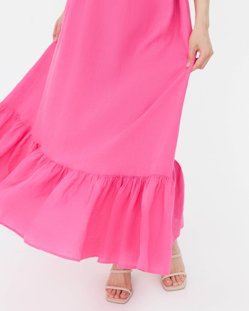 Сарафан лляний з рюшем від FASHIONISTA рожевий