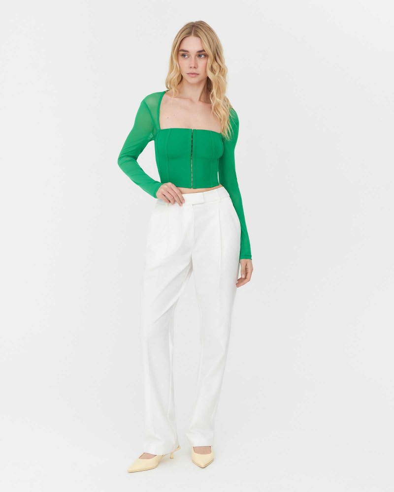 Топ з імітацією корсета від FASHIONISTA зелений