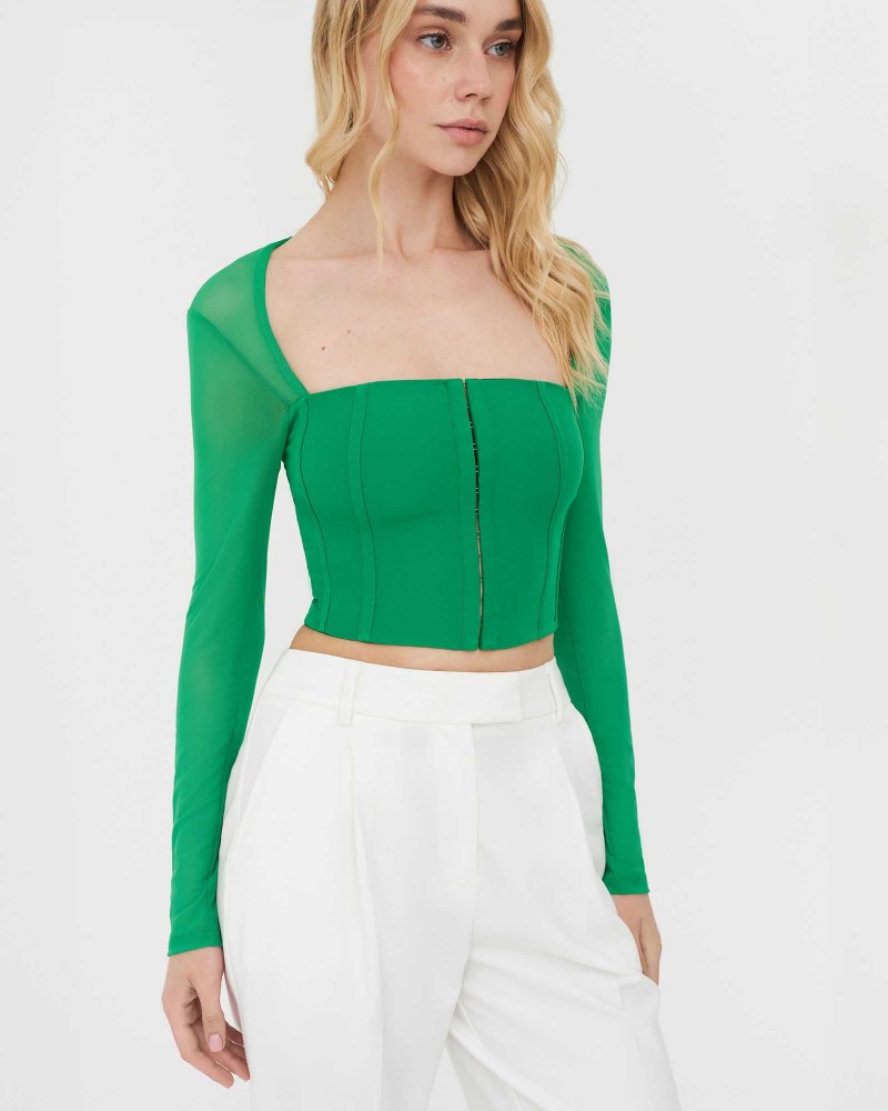 Топ з імітацією корсета від FASHIONISTA зелений