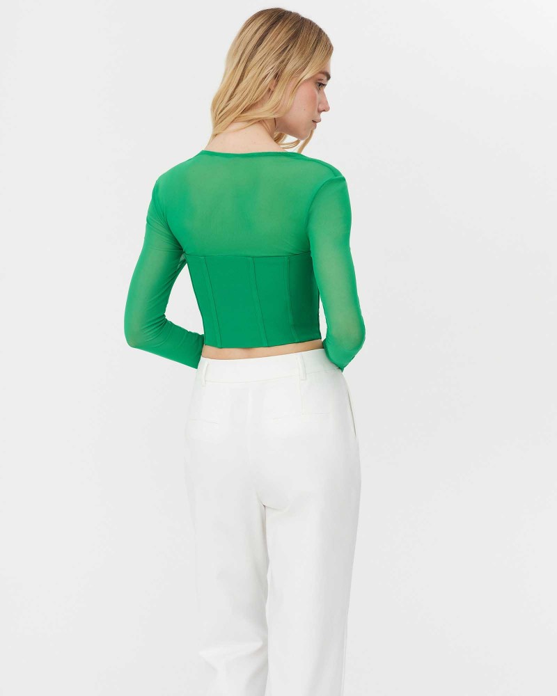 Топ з імітацією корсета від FASHIONISTA зелений
