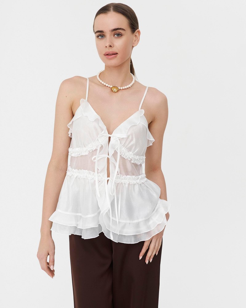 Топ з рюшами від FASHIONISTA білий