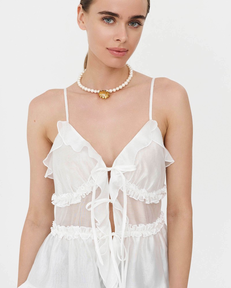 Топ з рюшами від FASHIONISTA білий