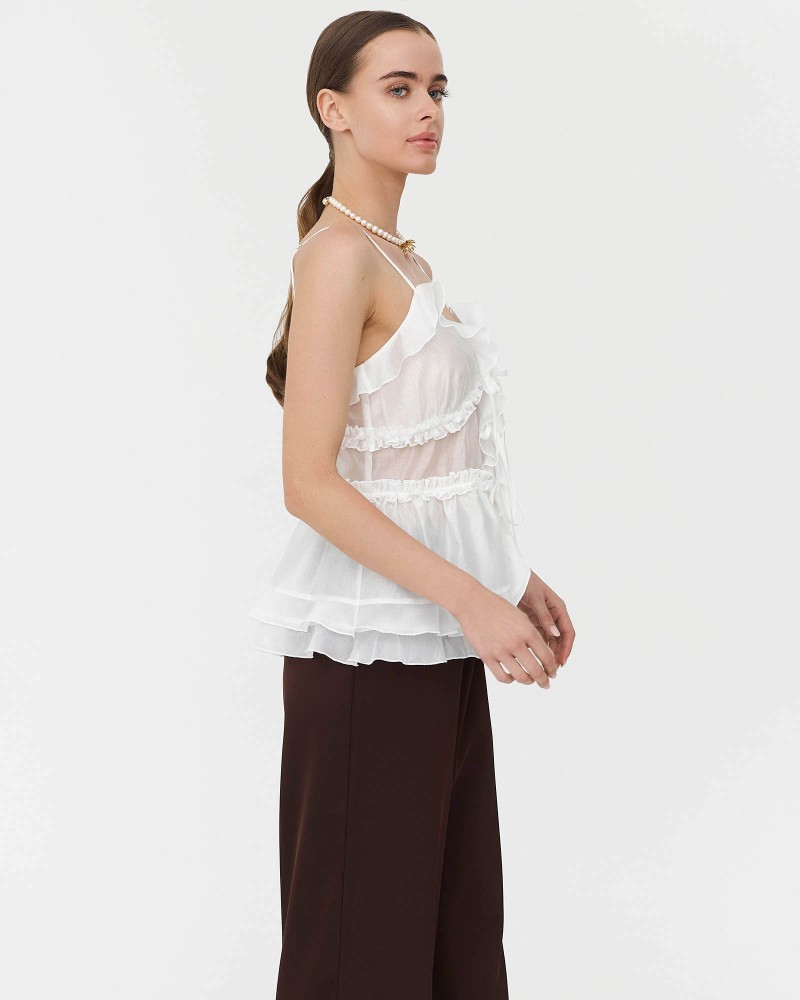 Топ з рюшами від FASHIONISTA білий