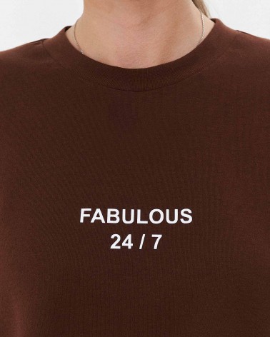 Футболка з написом від FASHIONISTA коричневий