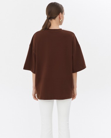 Футболка з написом від FASHIONISTA коричневий