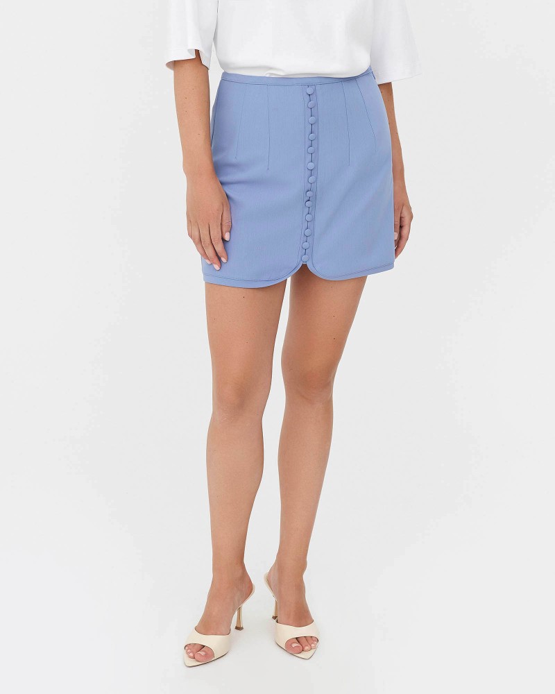 Спідниця з ґудзиками спереду від FASHIONISTA блакитний