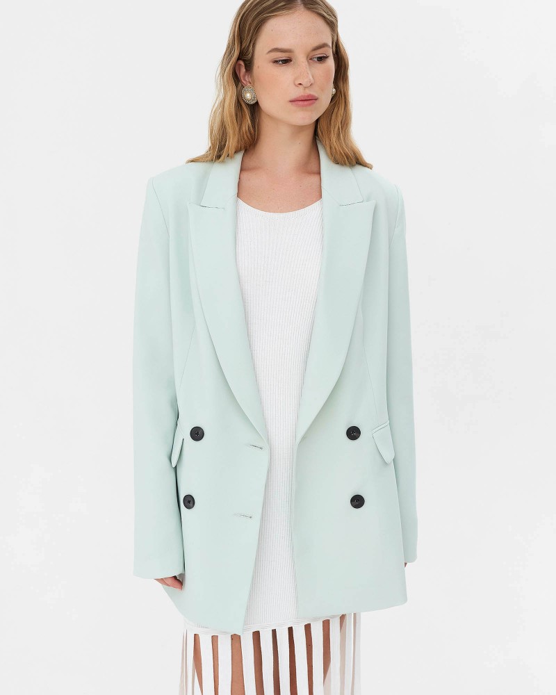 Піджак двобортний від FASHIONISTA м'ятний Піджак двобортний від FASHIONISTA м'ятний
