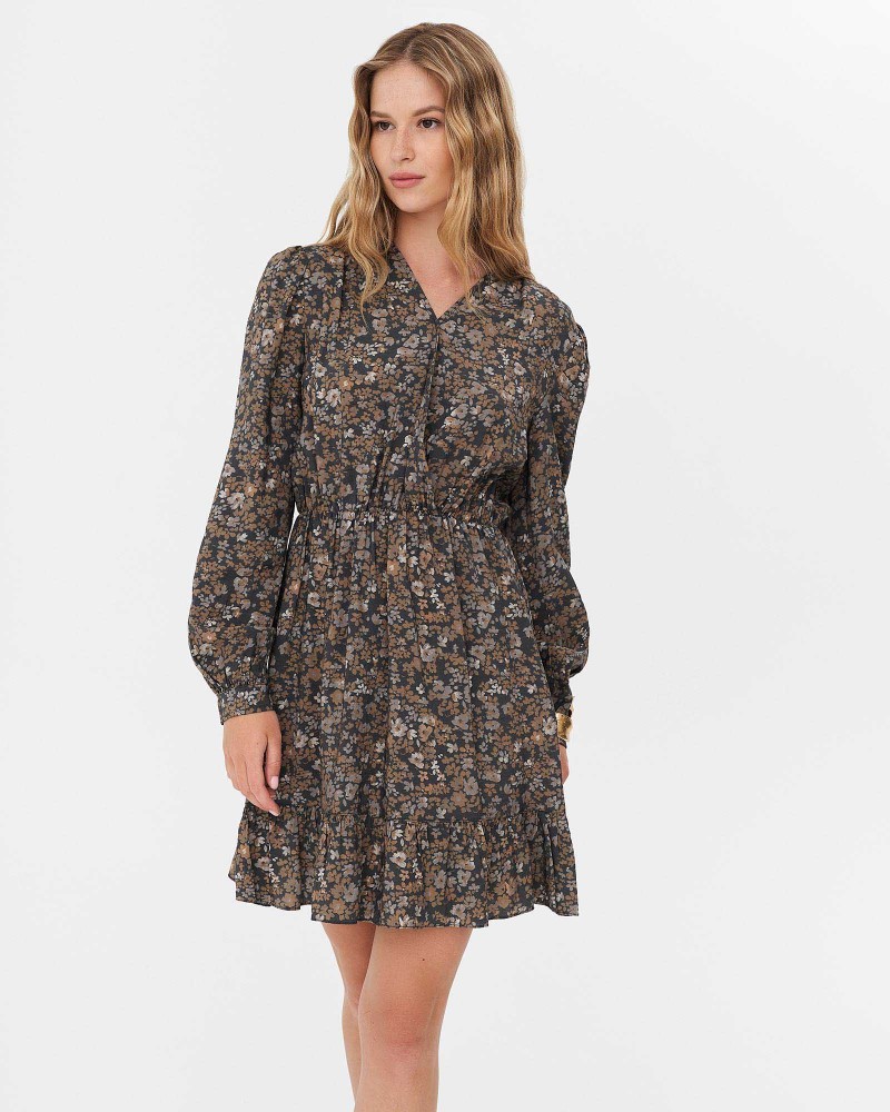 Сукня з квітковим принтом та імітацією на запах від FASHIONISTA хакі