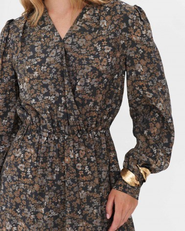 Сукня з квітковим принтом та імітацією на запах від FASHIONISTA хакі