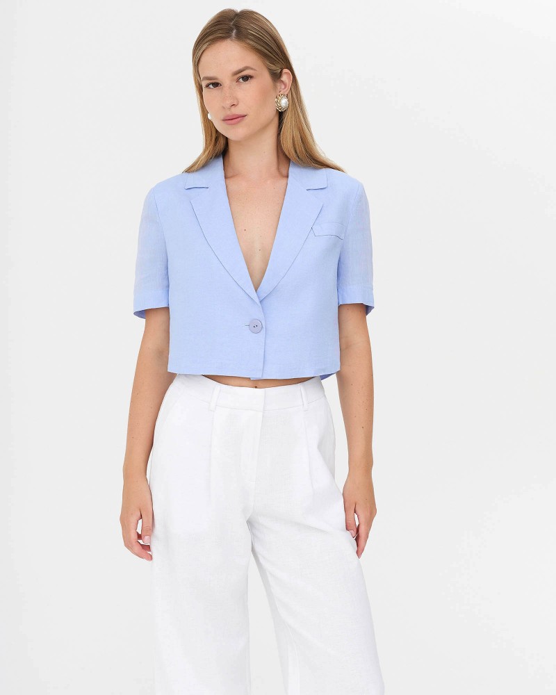 Піджак лляний вкорочений  від FASHIONISTA блакитний