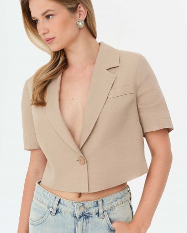 Піджак лляний вкорочений  від FASHIONISTA бежевий