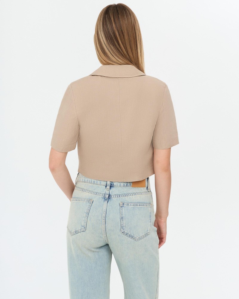 Піджак лляний вкорочений  від FASHIONISTA бежевий