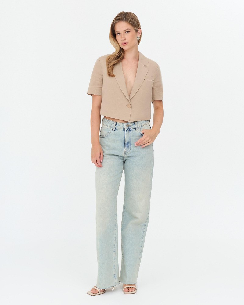 Піджак лляний вкорочений  від FASHIONISTA бежевий