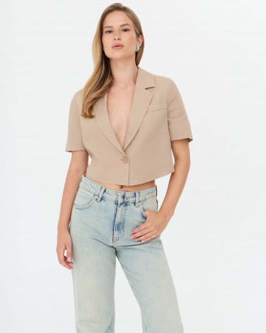 Піджак лляний вкорочений  від FASHIONISTA бежевий