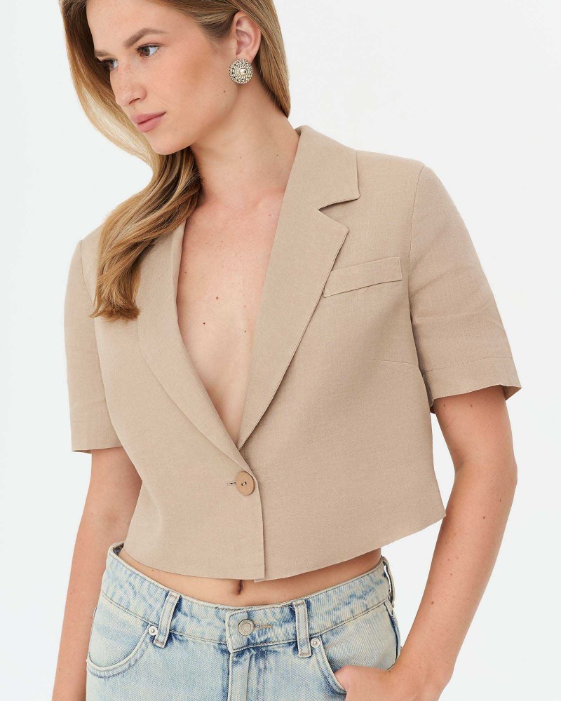 Піджак лляний вкорочений  від FASHIONISTA бежевий