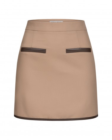 Спідниця з вставками з штучної шкіри від FASHIONISTA бежевий