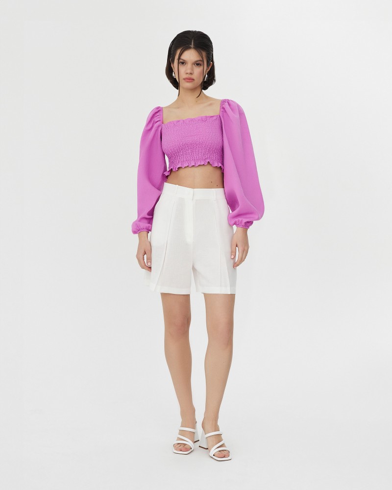 Топ лляний з драпірованим корсетом від FASHIONISTA темно-ліловий