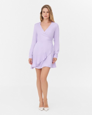 Сукня сатинова на запах з рюшем від FASHIONISTA  ліловий