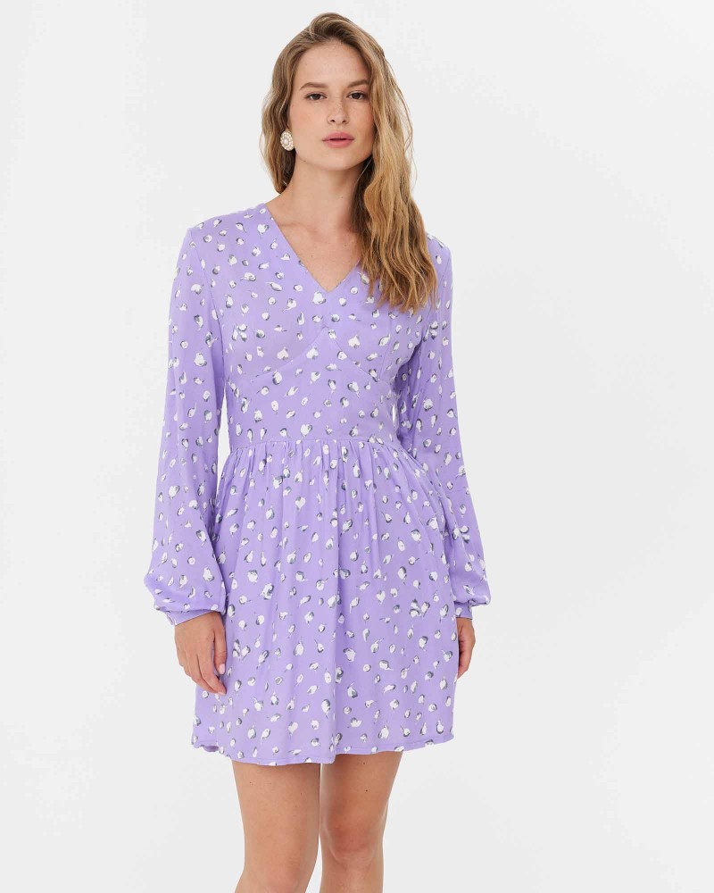 Сукня з принтом та імітацією корсета від FASHIONISTA ліловий Сукня з принтом та імітацією корсета від FASHIONISTA ліловий