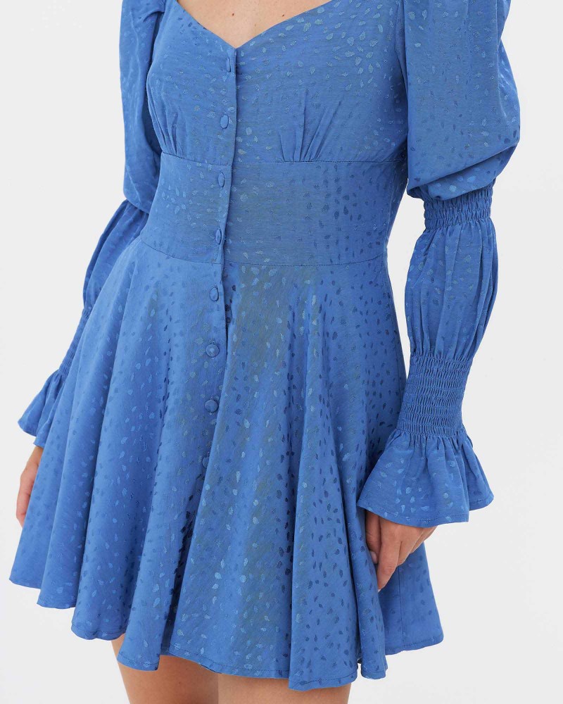 Сукня з однотонною вишивкою від FASHIONISTA синій