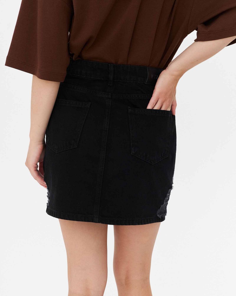 Спідниця джинсова з боковими рваностями від FASHIONISTA чорний Спідниця джинсова з боковими рваностями від FASHIONISTA чорний