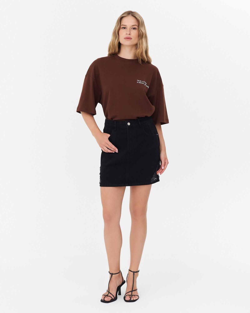 Спідниця джинсова з боковими рваностями від FASHIONISTA чорний Спідниця джинсова з боковими рваностями від FASHIONISTA чорний