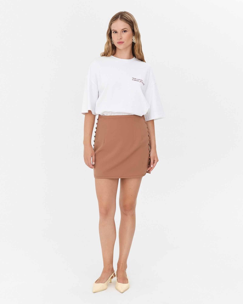 Спідниця з боковими ґудзиками від FASHIONISTA пісочний