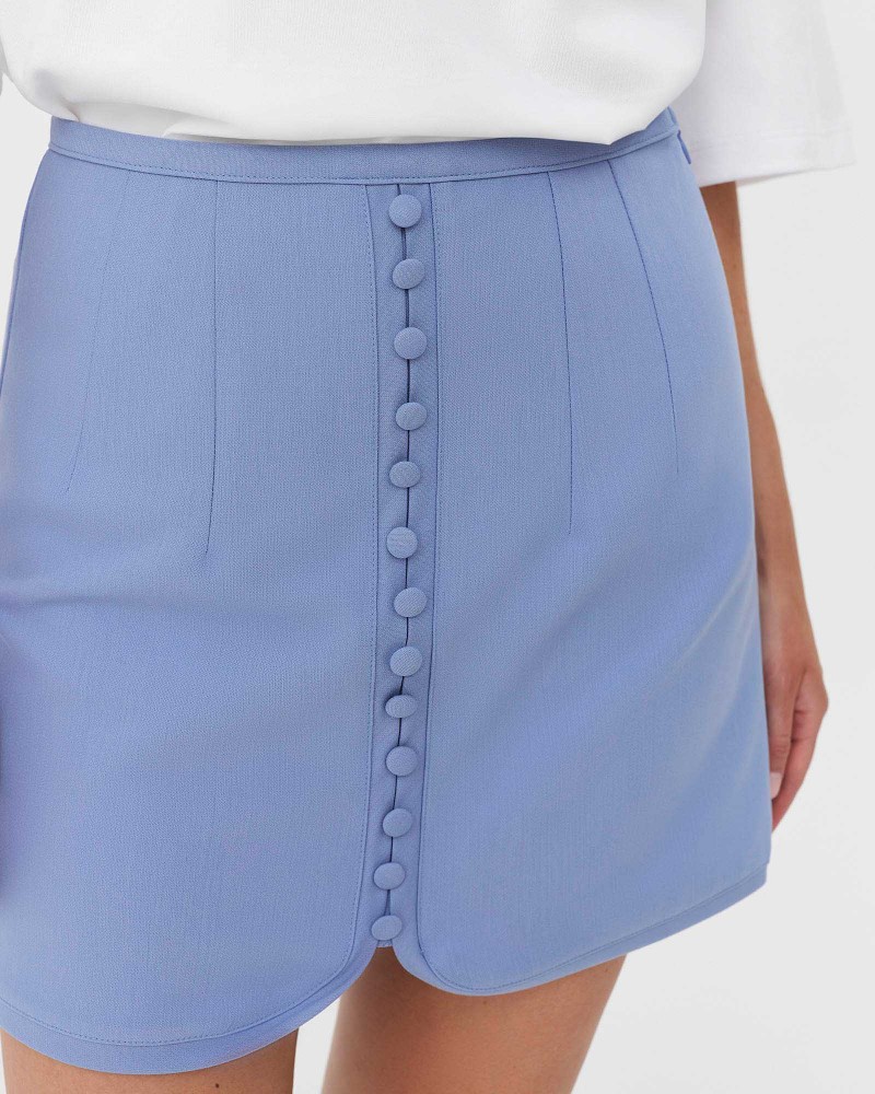 Спідниця з ґудзиками спереду від FASHIONISTA блакитний