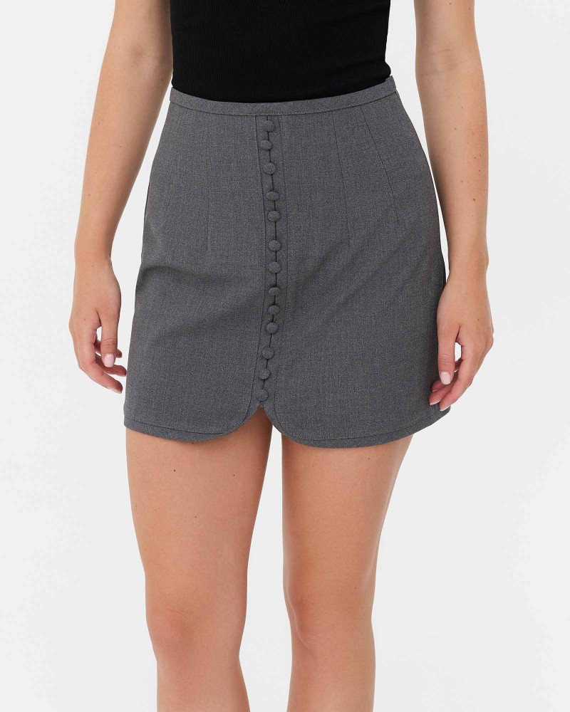 Спідниця з ґудзиками спереду від FASHIONISTA сірий