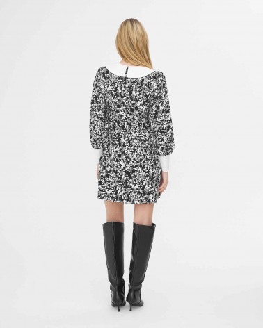 Сукня Monochrome Flowers з декоративними манжетами та коміром від FASHIONISTA чорний